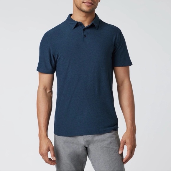 Vuori Other - Vuori Strato Tech Polo Shirt Henley Med Blue Short Sleeve Classic Golf Casual